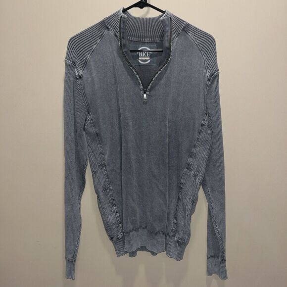 BKE Buckle Men's Sweater XL Gray Athletic Fit Mock Neck Quarter Zip Pullover - Picture 3 of 11